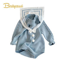 New Baby Clothes Sailor Collar Knitted Cotton Bodysuit Baby Jumpsuit Long Sleeve Bowknot Baby Girl Clothes Toddler Clothing 2024 - buy cheap