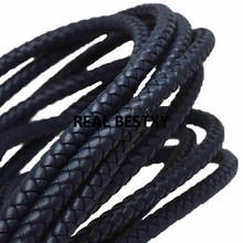 1m/lot approx: 8mm navy color Round Black Braided Genuine Leather Strip Cord String Rope For Bracelet Necklace Jewelry Making 2024 - buy cheap