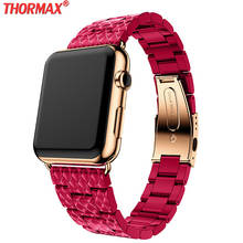 Correa de resina para apple watch, banda de eslabones de 42mm/38mm/44mm/40mm, pulsera de reloj para iWatch 4/3/2, bandas de acero rosa roja 2024 - compra barato