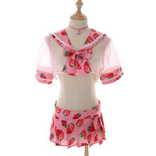 Cute Sailor Dress Anime Cosplay Costume Lolita Strawberry Printed School Girl Uniform Outfit Sexy Lingerie Set Underwear 2024 - buy cheap