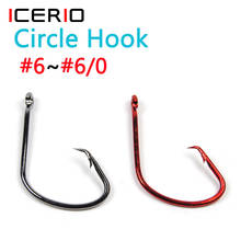 ICERIO [100pcs] Black Red Color High Carbon Steel Octopus Circle Hook 7381 Saltwater Sport Circle Fish Hooks Size #6 To #6/0 2024 - buy cheap