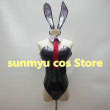 STEINS GATE Makise Kurisu Bunny Girl Leotard Faux Leather Sexy Cosplay Costume,Custom Size Halloween 2024 - buy cheap