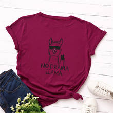 100% Cotton Casual TopsPlus Size TShirts S-5XL Fashion Alpaca Print T Shirt Women Shirts O Neck Short Sleeve Tees Summer TShirt 2024 - buy cheap