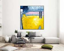Абстрактная живопись, большая акриловая холст, настенное искусство, экспресс, желтая и синяя современная живопись, искусство 2024 - купить недорого