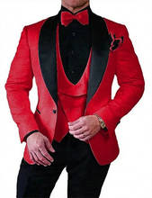 Terno masculino floral caxemira vermelha, mais recentes, projetos, 2021, feito sob encomenda, terno de noivo, casamento, padrinho, blazer, calça 2024 - compre barato
