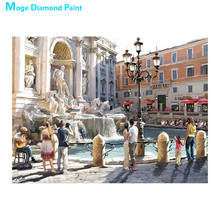 Roma trevi fonte pintura diamante a óleo scenic retrato redondo broca completa nouveaute diy mosaico bordado 5d ponto cruz presentes 2024 - compre barato