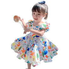 Vestido de princesa infantil feminino, vestido de 1-7t para bebês meninas lindo grafite roupas de verão para crianças 2024 - compre barato