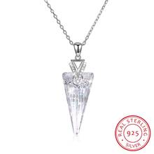 LEKANI Crystal 925 Sterling Silver Necklace Fashion Triangle Pendant Necklace Genuine Jewelry Gold White 2024 - buy cheap