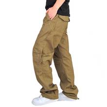 Pantalones de algodón con bolsillo para Hombre, pantalón militar, holgado, cómodo, Cargo, 3 colores 2024 - compra barato