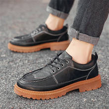 Zapatos informales de piel auténtica para hombre, zapatillas planas Oxford con cordones, para trabajo al aire libre, 2020 2024 - compra barato