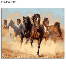 DRAWJOY-Cuadros enmarcados, pintura y caligrafía DIY por números de caballos, animales, pintura al óleo, decoración del hogar, 40x50cm, GX8945 2024 - compra barato