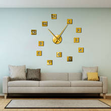 Reloj de pared con pegatina de efecto espejo acrílico 3D, reloj de pared gigante para sala de estar, decoración del hogar, agujas largas 2024 - compra barato