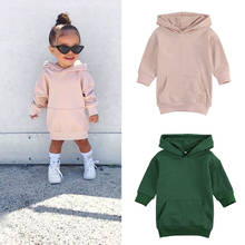 Sudaderas informales para niños y niñas, vestido de Color sólido de manga larga con capucha, Top largo cálido para otoño e invierno, de 1 a 5 años 2024 - compra barato