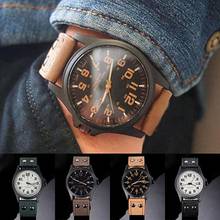 Men\'s Date Arabic Numerals Dial Faux Leather Band Sport Quartz Wrist Watch 2024 - buy cheap