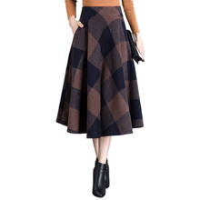 England Style Red Plaid High Waist Midi Skirts Big Size 2XL Ball Gown Pleated Skirt  2022 Winter Women Tartan Skirts 2024 - buy cheap