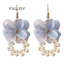 FXLRY Vintage Handmade Natural Freshwater Pearl Eternal Flower Long Earrings For Women Jewelry 2024 - buy cheap