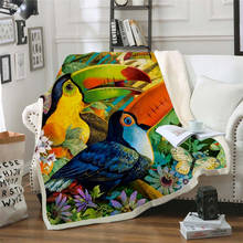 Одеяло из флиса с 3D принтом попугаев для кроватей, толстое одеяло, модное покрывало, покрывало из шерпы, одеяло для взрослых детей 07 2024 - купить недорого