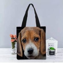 Beagle personalizado tote saco de tecido lona bolsa dois lados impresso sacos de compras viajando casual útil bolsa de ombro 1208 2024 - compre barato