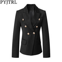 PYJTRL Women Autumn Classic Black Double-breasted Suit Jacket Blazer Femme Casual Office Coat Streetwear Dress Blazers 2024 - buy cheap