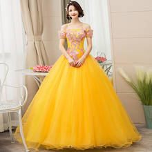 Gold Quinceanera Dresses New The Golden Off The Shoulder Appliques Pearls Vestidos 15 Anos Party Party Prom Quinceanera Gown 2024 - buy cheap