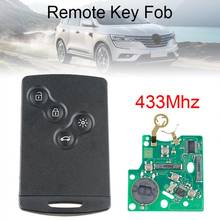 Chave de carro remota com 4 botões, 433mhz, com chip pcf7952, apto para renault megane, scenic, laguna, clio 2024 - compre barato