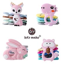 Let's Make Baby Teether 1pc Cartoon Heart Unicorn Fox Pendant Silicone Teether Animal DIY Pacifier Chain Necklace Teething Toys 2024 - buy cheap