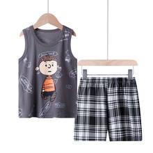 Pijamas de verão para crianças, 2 peças, roupa de dormir com desenhos animados, roupa de dormir para meninos e meninas 2024 - compre barato