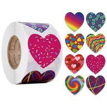 Pegatinas Funky en forma de corazón, etiquetas de sellado para álbum de recortes, de decoración de amor de San Valentín, 500 Uds. Por rollo 2024 - compra barato