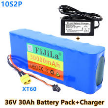 100% novo 36v 30ah10s2p 18650 bateria recarregável 30000mah, bicicletas modificadas, veículo elétrico 42v proteção pcb + 42v carregador 2024 - compre barato