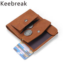 DIENQI Vintage Men Card Holder RFID Metal Cards Wallets Safety Buckle Coin Money Bag Leather Men's Credit Cardholder Portemonnee 2024 - buy cheap