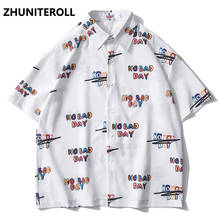 2021 camisas dos homens nenhum dia ruim carta imprimir moda botão para baixo camisa de manga curta para homem streetwear hawaiian praia harajuku topos 2024 - compre barato