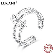 LEKANI Adjustable Finger Ring For Women Inlay Cubic Zirconia Star S925 Sterling Silver Rings Double Twisted Rope Shape Jewelry 2024 - buy cheap