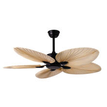 2022 New High Quality 52inch Factory Price Natural Breeze Palm Leaf Fan Blades 220V Remote Control Ceiling Fan Living Room 2024 - buy cheap