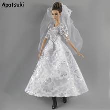 Vestido de novia para muñeca Barbie, ropa de fiesta y disfraz de velo, accesorios para casa de muñecas BJD, color blanco, 1/6 2024 - compra barato