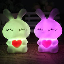 Светодиодный украшение ночник 7 Изменение Цвет ночной Светильник милый кролик формы 2024 - купить недорого