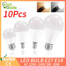 10 pces e27 lâmpada led e14 ac 220v 240v lâmpada de luz potência real 24w 20 15 12 9 6 3 inteligente ic lampada led bombilla