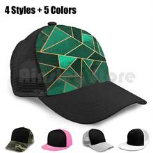 Gorra de béisbol con estampado de Esmeralda y cobre, gorro ajustable con Cierre trasero, estampado gráfico de Hip Hop, líneas abstractas, mosaico geométrico 2024 - compra barato