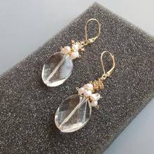 LiiJi Unique Geniune Clear Quartz Crystal Freshwater Pearl Zircon Snowflake Earrings 925 Sterling Silver Hook Earring for Women 2024 - buy cheap