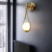 Скандинавский золотой настенный светильник в стиле арт-деко Sonces для студии спальни гостиной кухни лестничный светильник светодиодный прикроватный светильник 2024 - купить недорого