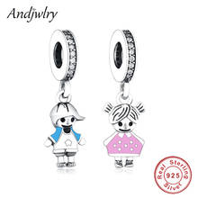 Ajuste original pandora encantos pulseira 925 prata esterlina menina & menino pingente balançar charme contas diy jóias fazendo feminino berloque 2024 - compre barato