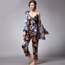 Spring and Autumn Women's Pajamas Long Sleeve Printed Three-piece Homewear Pijamas Women Sleepwear Sleep Tops Pajamas for Women 2024 - buy cheap