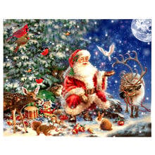 5d Full Christmas Scenic Round Diamond Painting Cross Stitch Home Decor Full Square Diamond Embroidery Santa Claus Handmade Gift 2024 - buy cheap