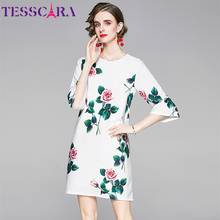 TESSCARA Women Summer Elegant Floral Dress Festa High Quality Cocktail Party Robe Femme Vintage Designer White Casual Vestidos 2024 - buy cheap