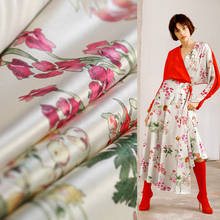 Tecido de cetim de seda natural, 50x140cm esticável tecido de cetim 19mm impresso macio camisa feminina nova para vestido 2024 - compre barato