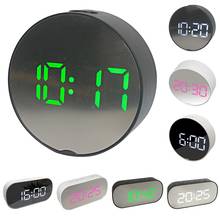 Creative Mini Portable Round Oval Digital Display Battery USB Alarm Clock Night Light Makeup Mirror for Home Dormitory 2024 - buy cheap