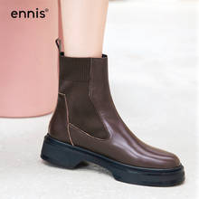 ENNIS Women Ankle Boots Platform Thick Bottom Chelsea Boots Genuine Leather Boots Low Heel Slip On Martin Shoes Brown 2020 A0083 2024 - buy cheap