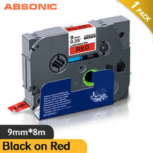 Absinic 9 мм, совместимый с Brother Tze421, лента для этикеток с рисунком на красном, черный на красном, ламинированная, для принтера Brother P-Touch PT H101C H105 2024 - купить недорого