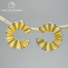 Lotus Fun карандаш стружки дизайн серьги-гвоздики серёжки из настоящего стерлингового серебра 925 золотые серьги 18K для Для женщин, подарок, изящное ювелирное изделие 2024 - купить недорого