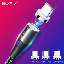 Raxfly led cabo de carga magnética micro usb tipo c ímã fio de carregamento para iphone 11 xr 8 cabo cabo de cabo de carregador de telefone magnético 2024 - compre barato