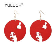 YULUCH Personality Black Red Natural Wood Big Earrings For Party Ethnic African Round Pendant Earrings For Women Fashion Jewelry 2024 - buy cheap